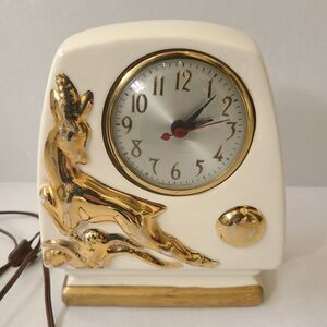 RARE 1940 Deer, Vintage Sessions Mantle Clock, Genuine Howell China 22 kt, WORKS